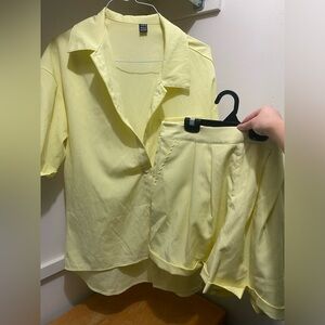 SHEIN Yellow Crinkle Two Piece Set